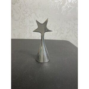 Modern Silver Tone Star-Shaped Cone Tree Topper Decor